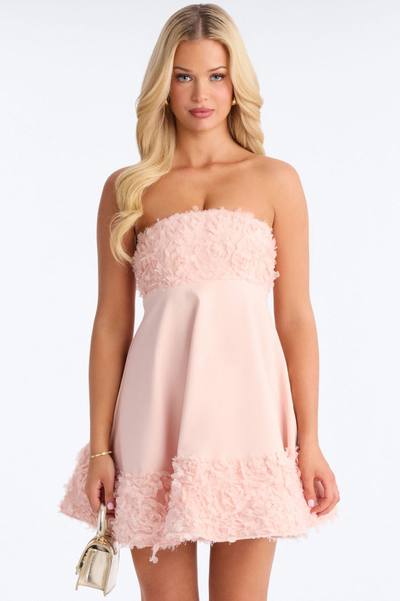 Crepe Grace 3D Floral Mini Dress - Light Pink
