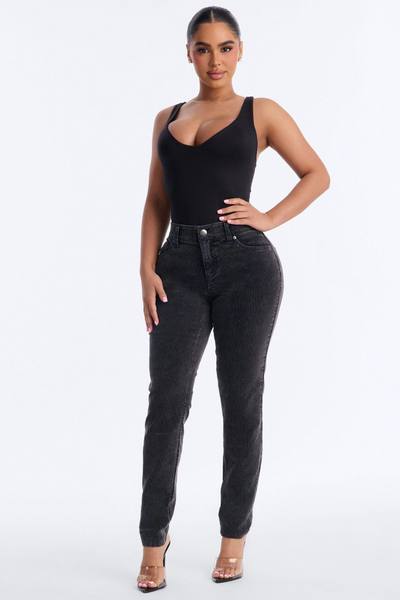 ESME CORDUROY WASHED LOW RISE PANTS - Indigo