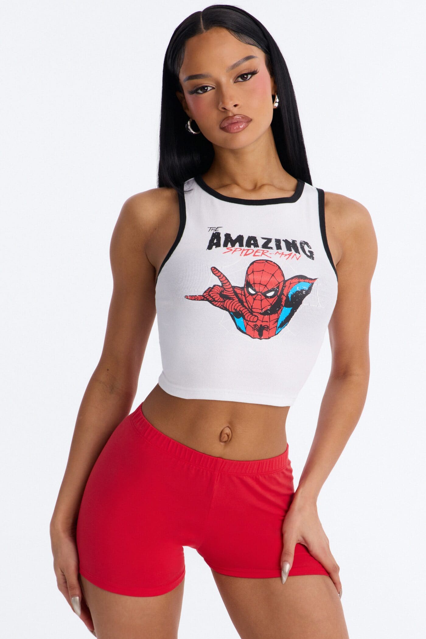 White graphic sleeveless top