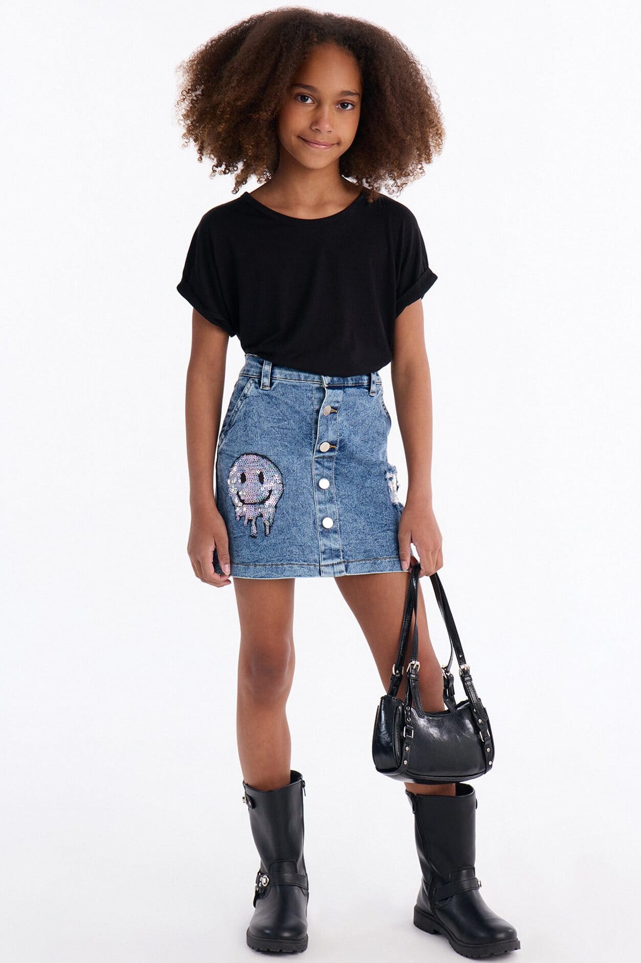 Mini All About It Button Front Denim Skirt - Medium Wash alternate
