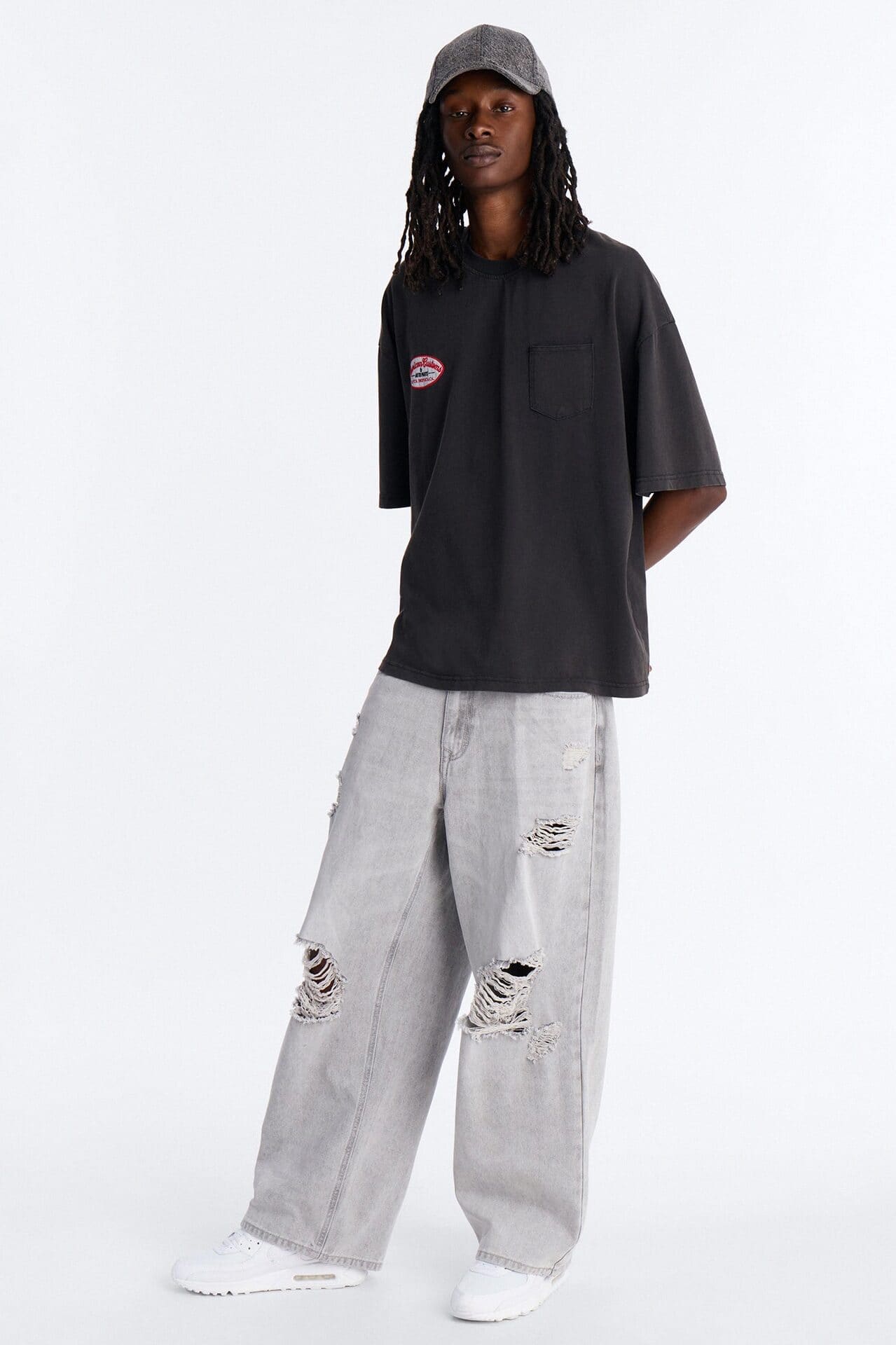 Essential Destroyed Baggy Rigid Jean - Grey alternate