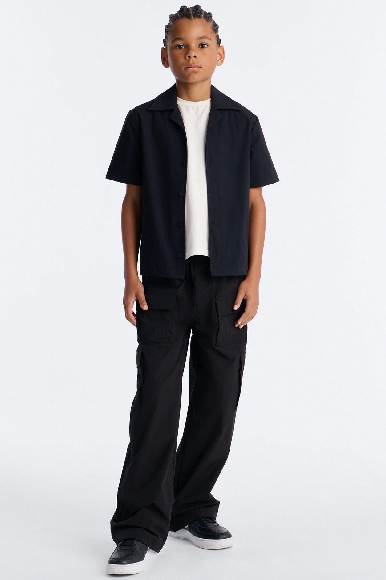 Mini Montez Cuban Collar Button Up Shirt - Black alternate