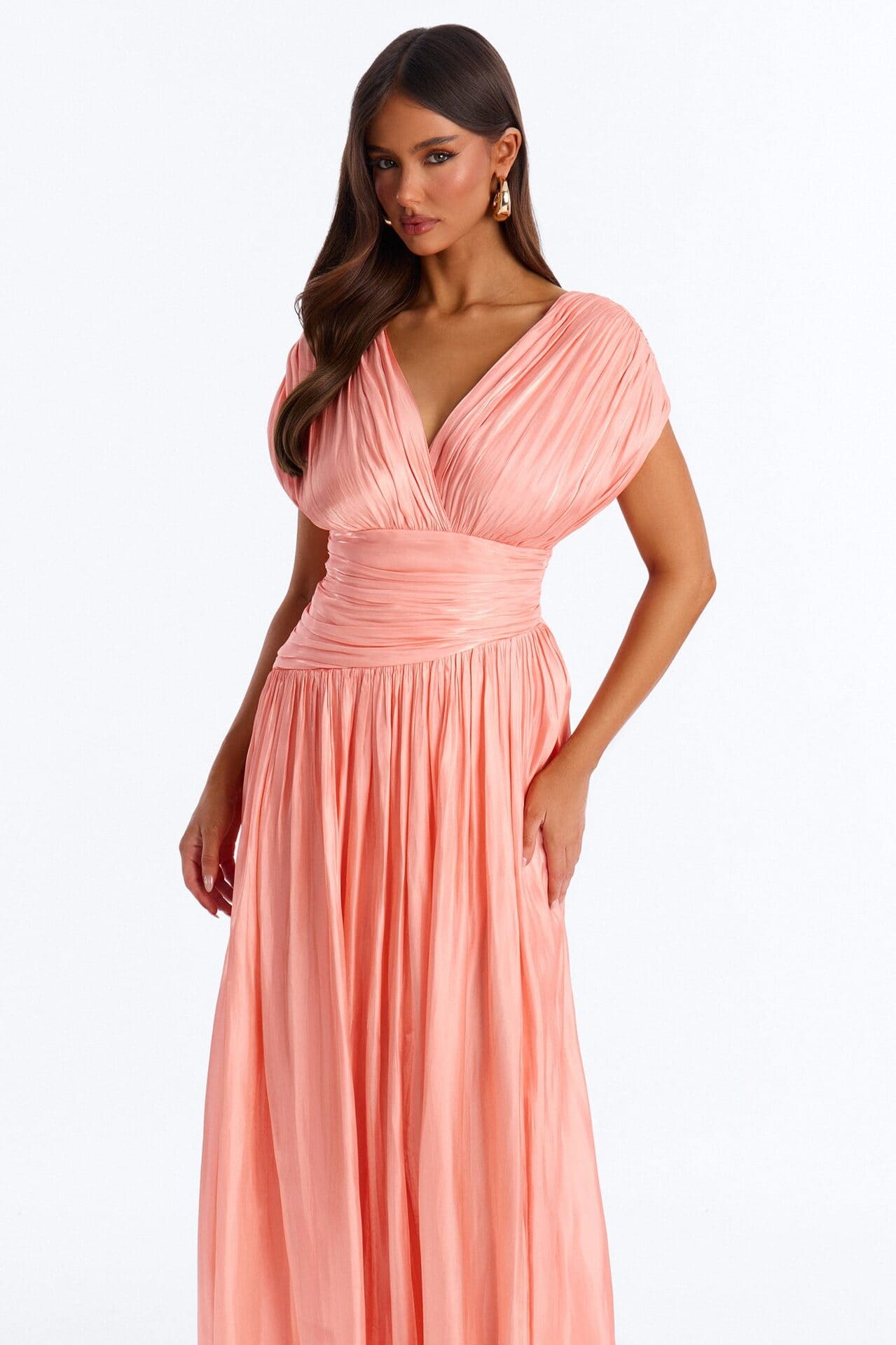 Jianna Pleated Drop Waist Gown - Peach alternate