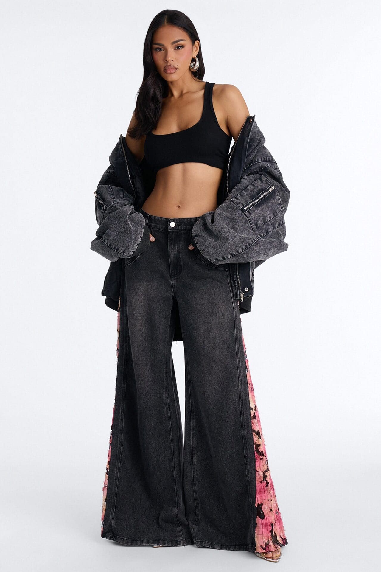 Pure Emotion Mid Rise Wide Leg Jeans - Black Wash alternate