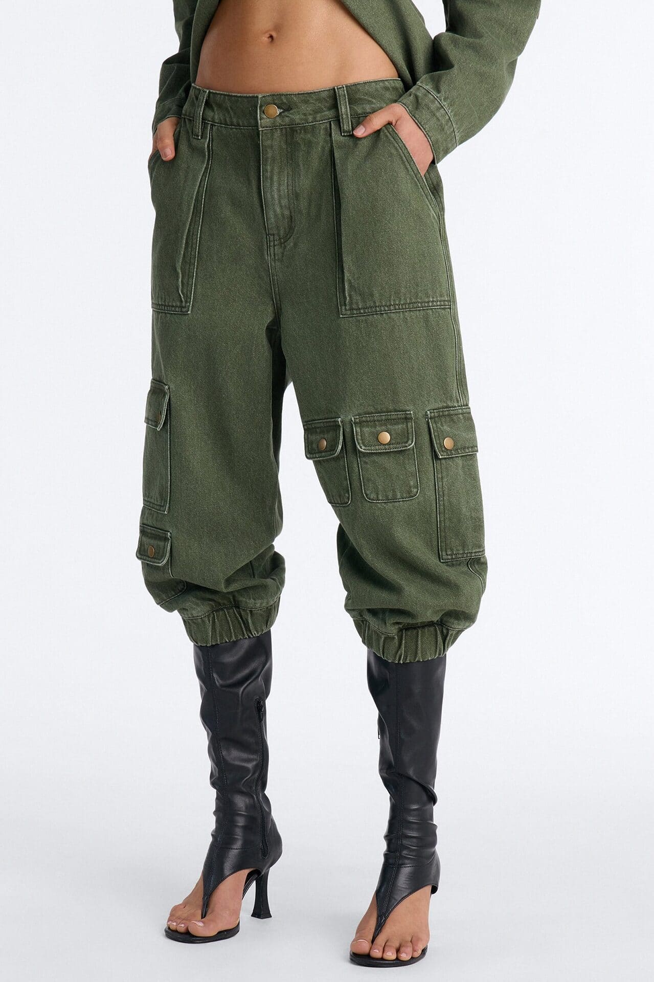 First Ranker Capri Cargo Jogger Jeans - Olive alternate