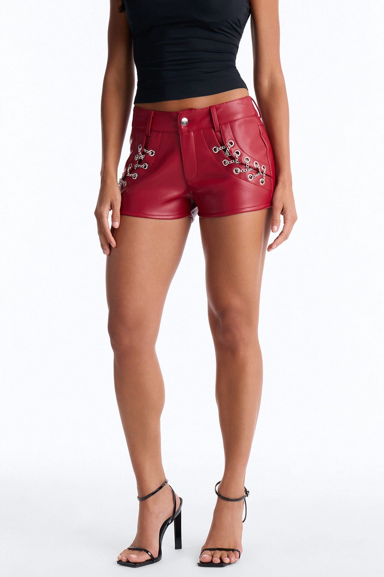 Seek And Destroy Faux Leather Short - Red alternate