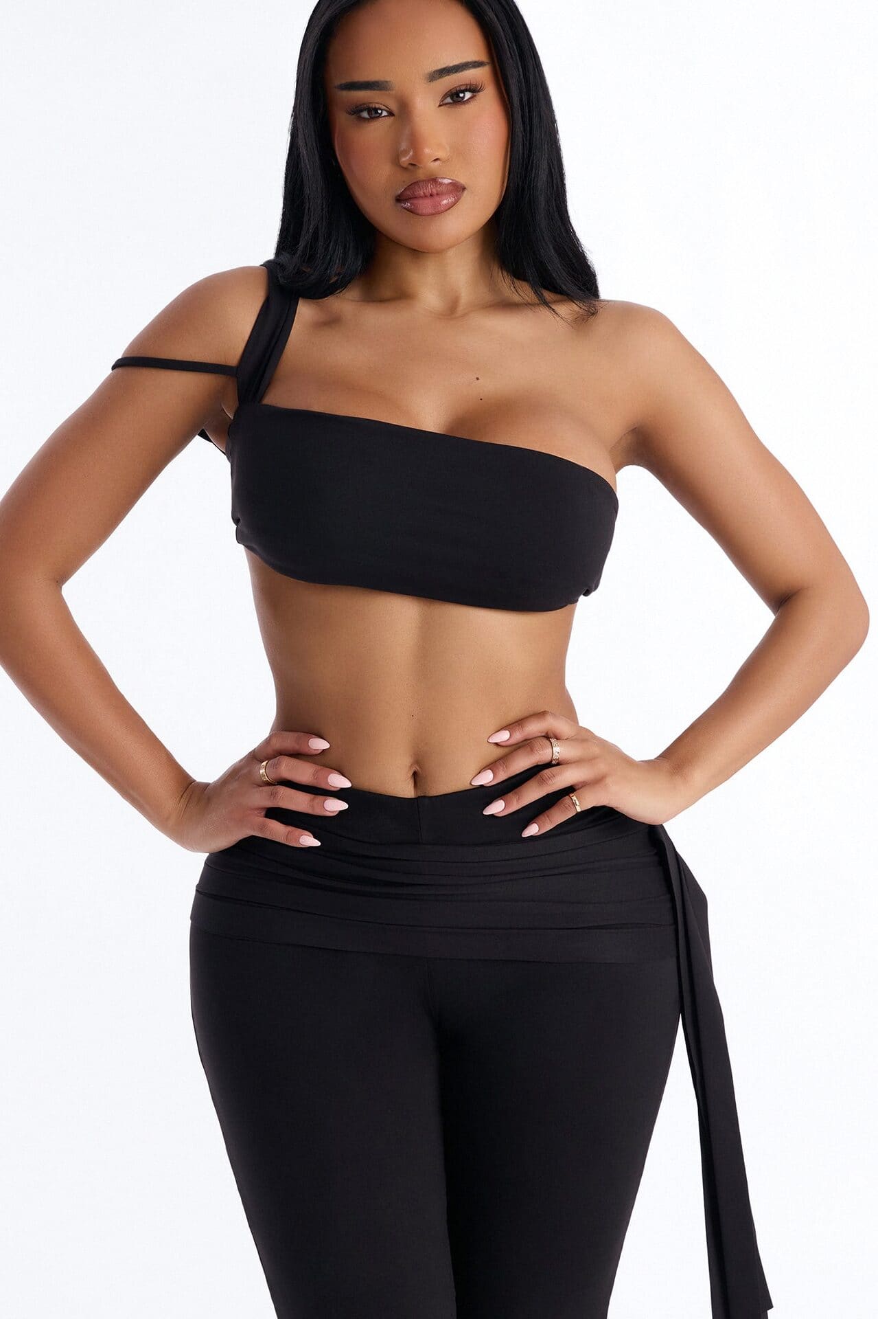 Bianca Matte Form Double Lined Tie Capri Pant - Black alternate