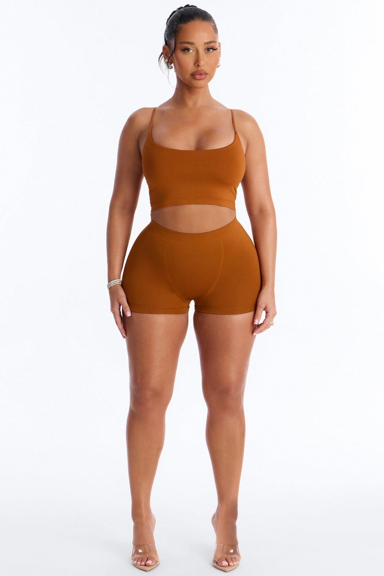 Seamless Smooth Base Layer Double Lined Cami Crop Top - Copper alternate