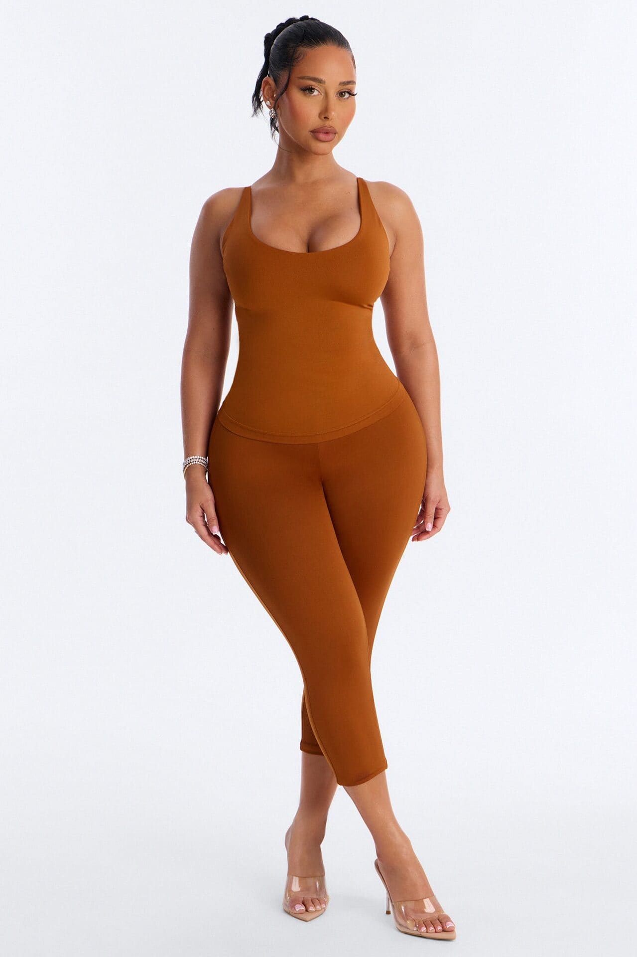Seamless Smooth Double Lined Scoop Neck Cami Top - Copper alternate
