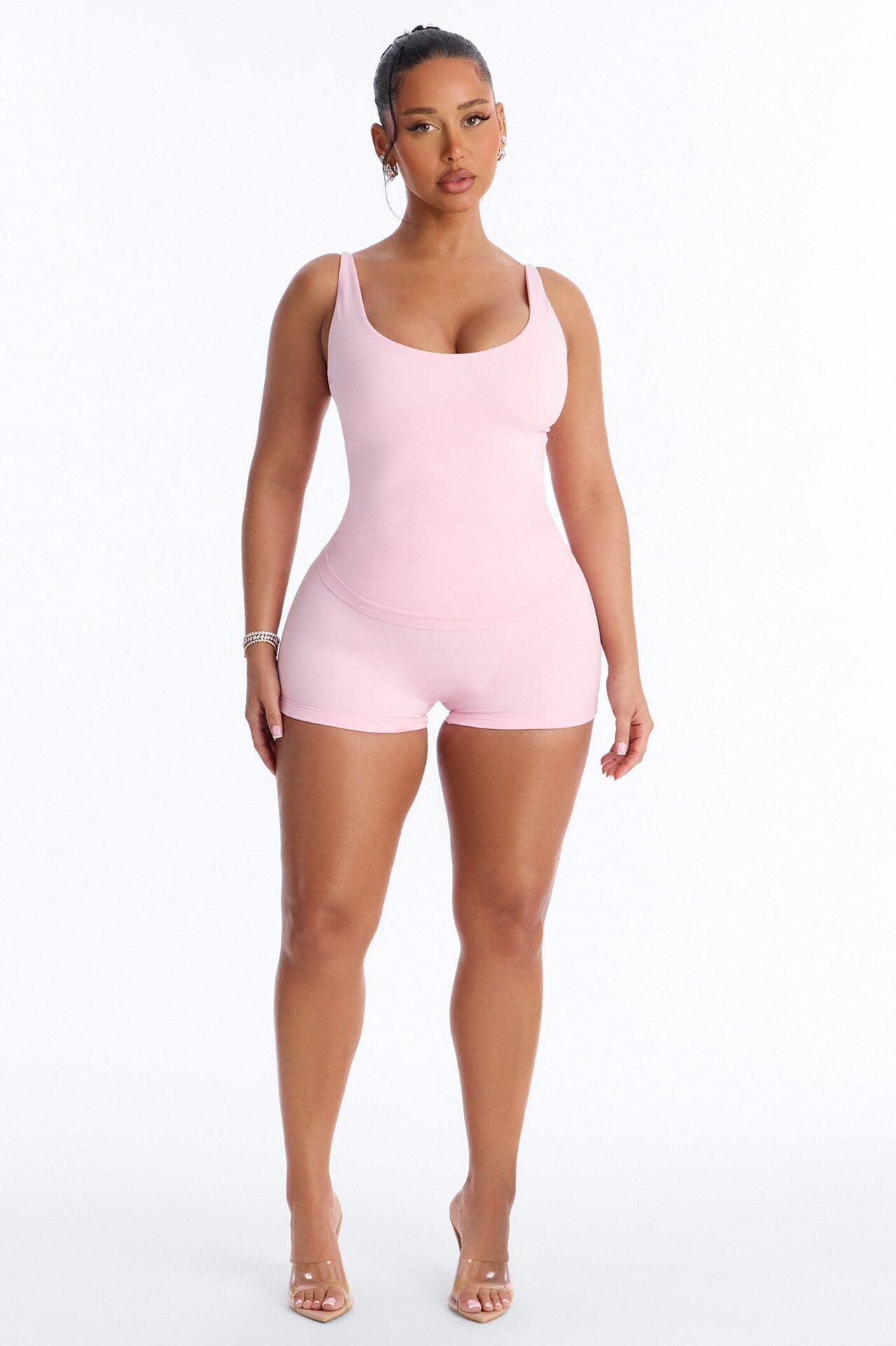 Seamless Smooth Double Lined Scoop Neck Cami Top - Light Pink alternate