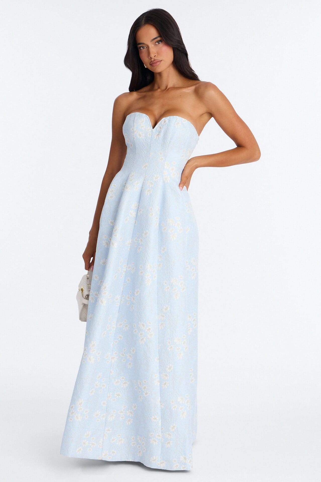 Soft Glam Jacquard Gown - Light Blue