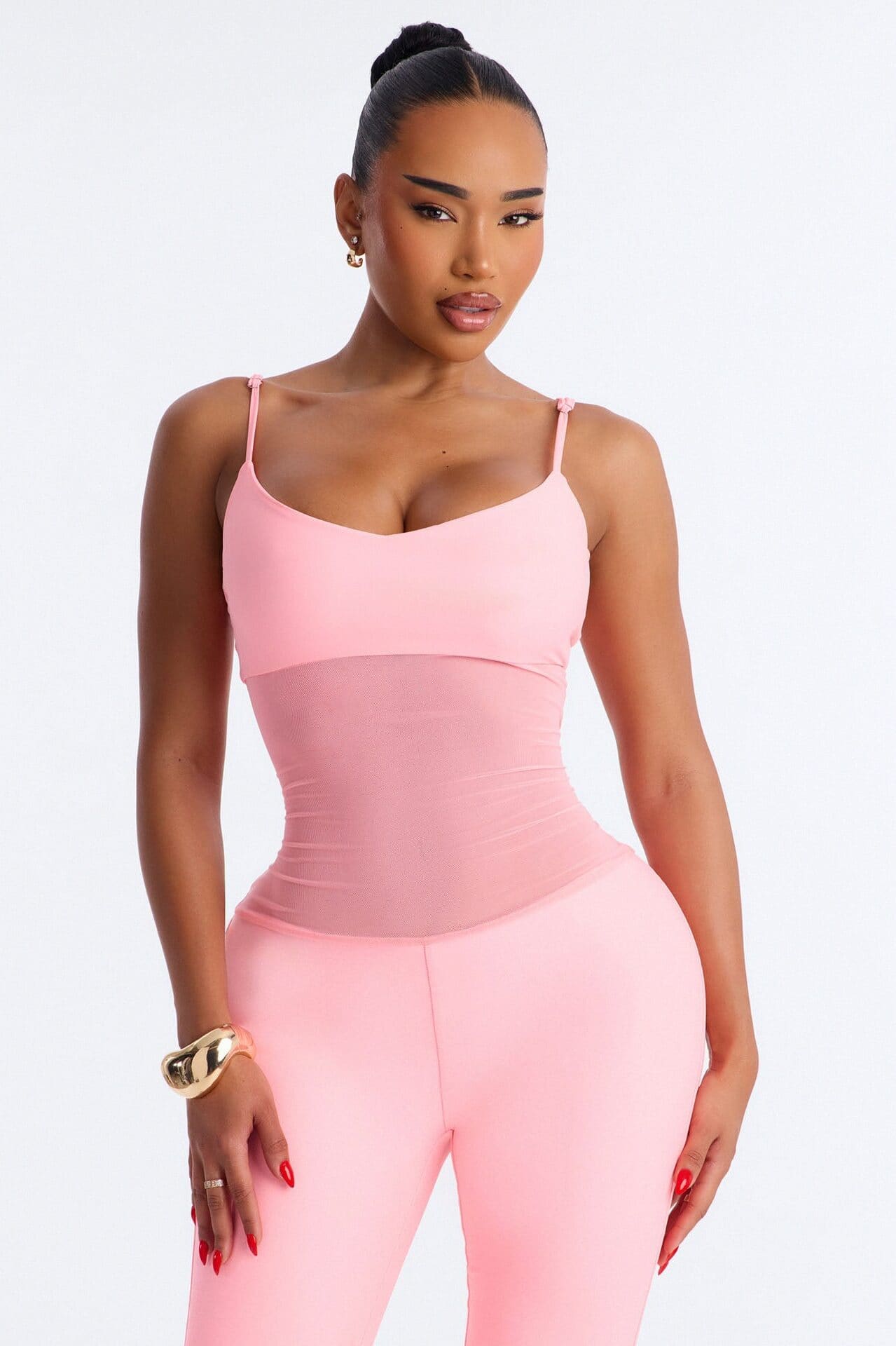 Roxy Form Double Lined Mesh Capri Jumpsuit - Pink alternate