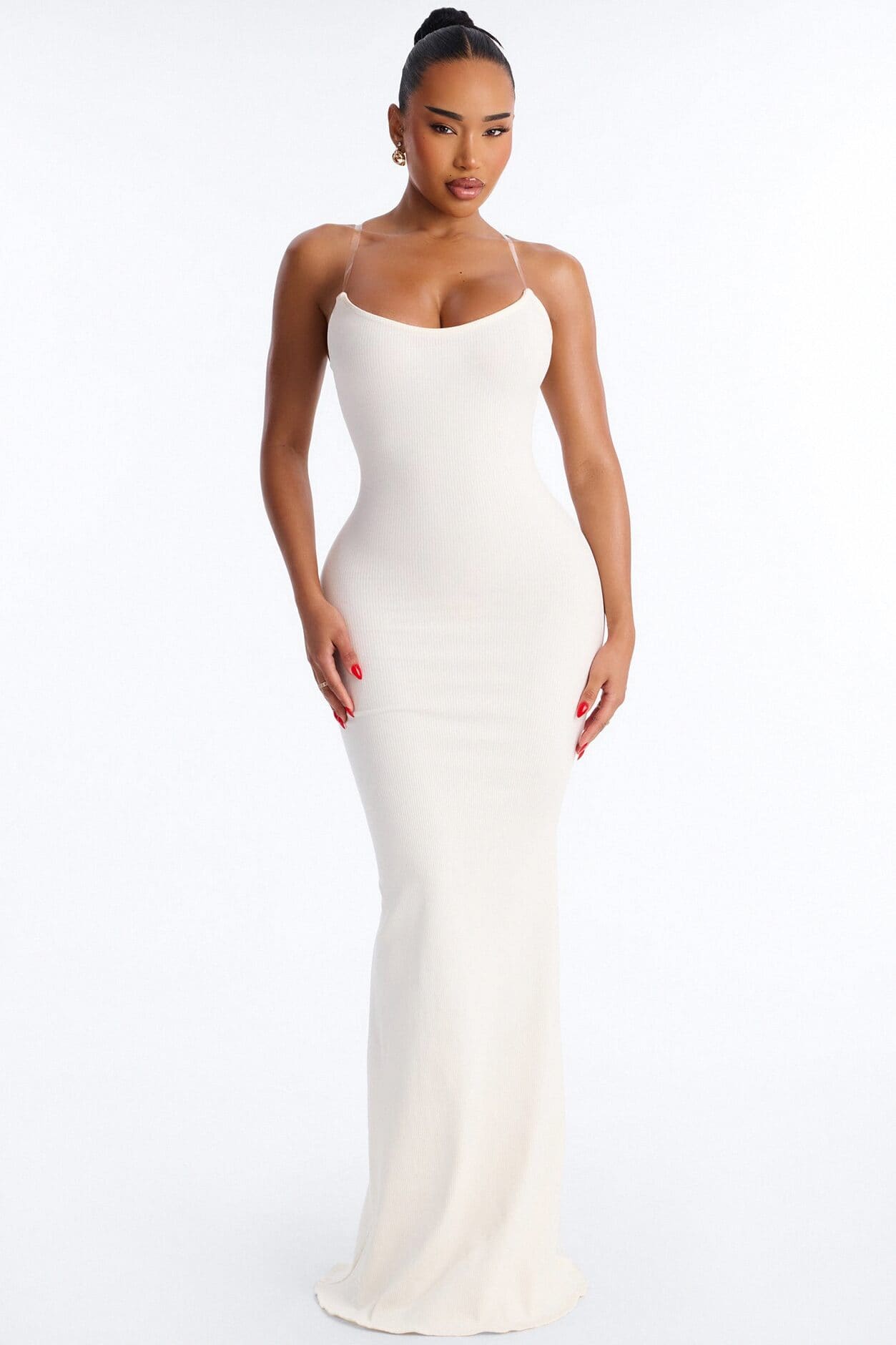 Scarlett Snatched Clear Strap Maxi Dress - Off White