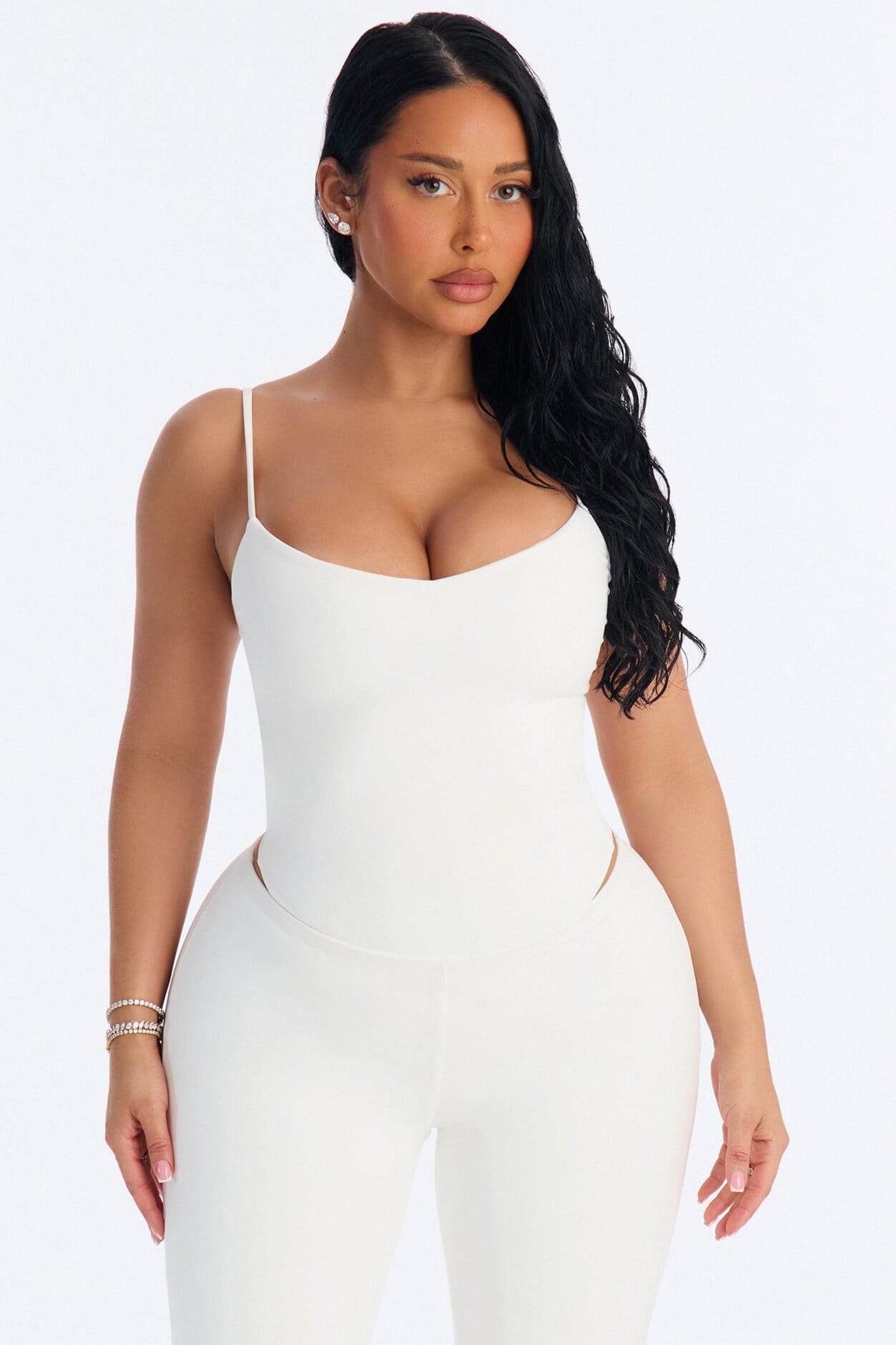 Bianca Matte Form Double Lined Low Rise Capri Set - White alternate