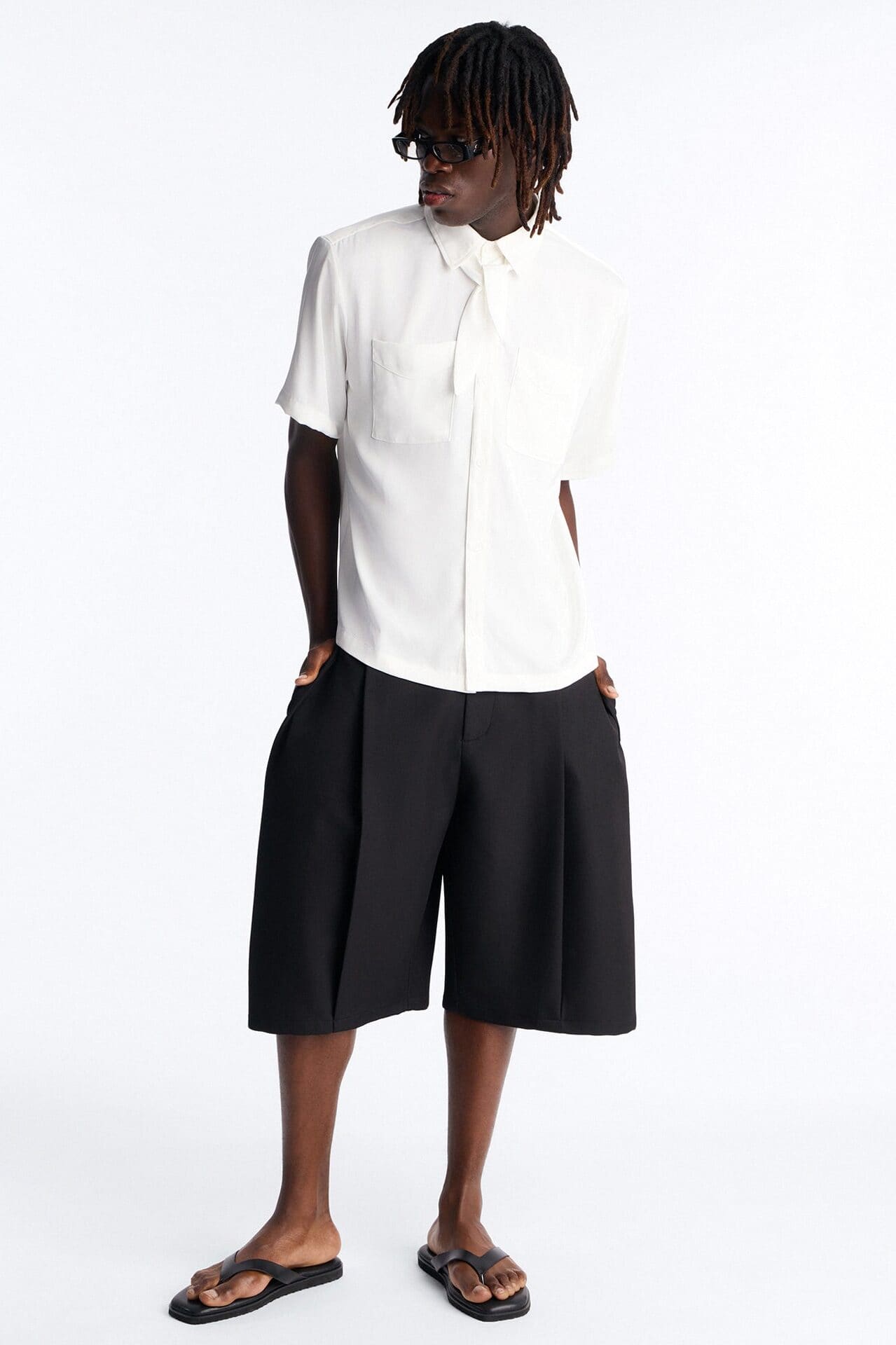 Relaxed Luxe Neckerchief Button Up Shirt - White alternate