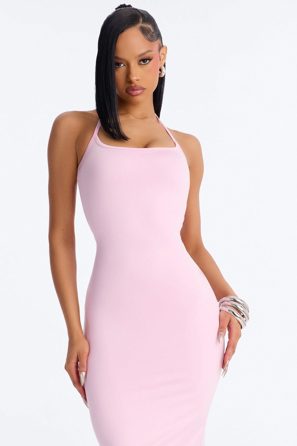 Contour Double Lined Halter Maxi Dress - Light Pink alternate