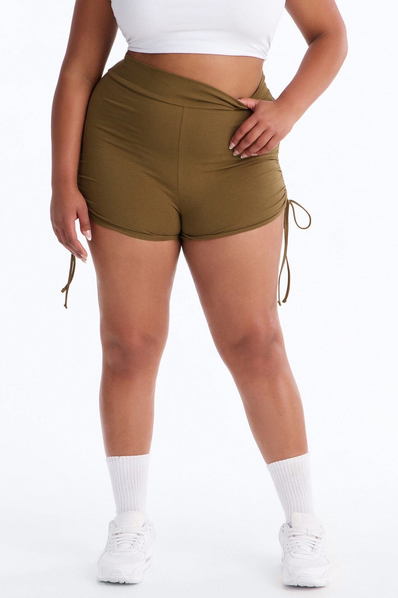 Melanie Ruched Biker Shorts - Olive alternate