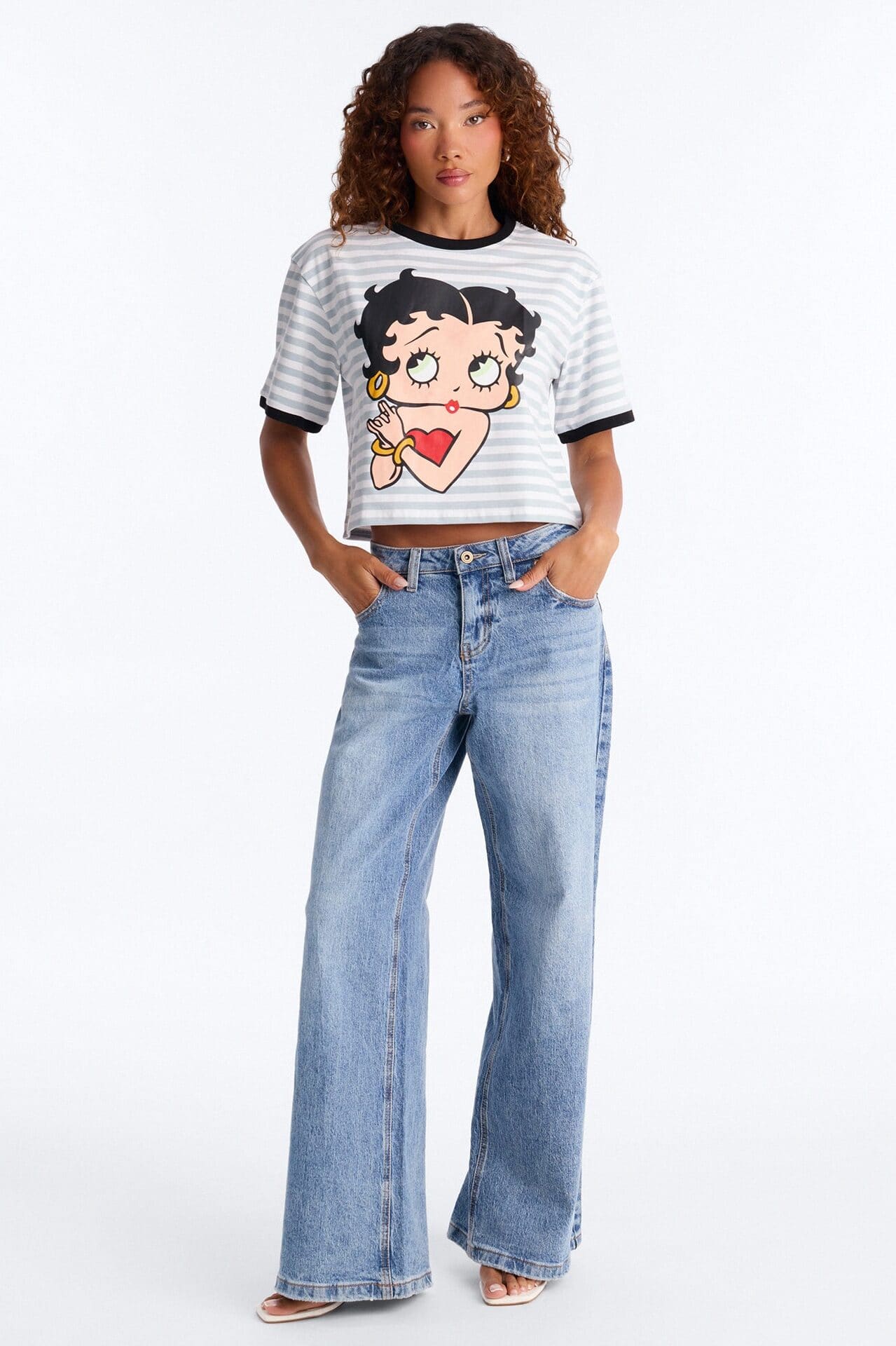 Betty Boop Stripe Crop Tee - Multi Color alternate