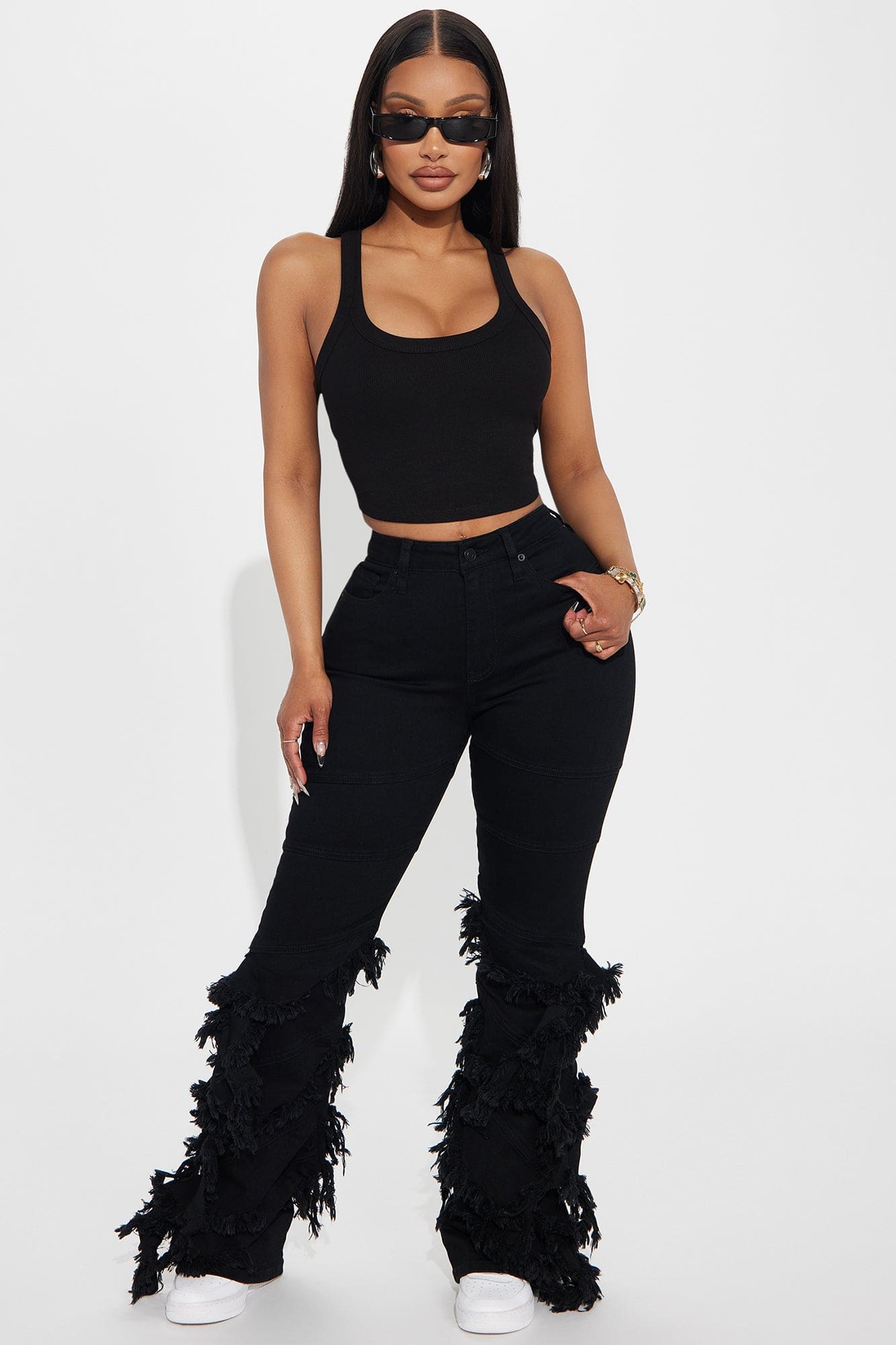 Teresa Scoop Neck Tank Top - Black alternate