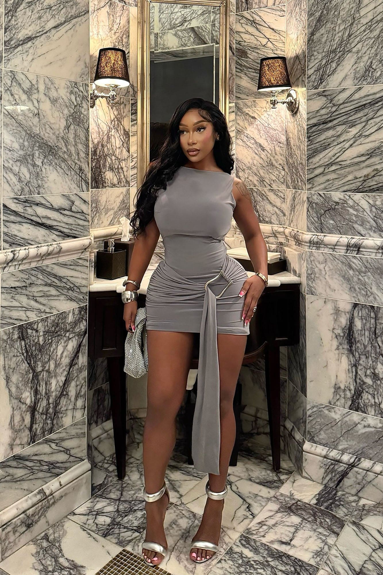 Taylor Backless Mini Dress - Charcoal