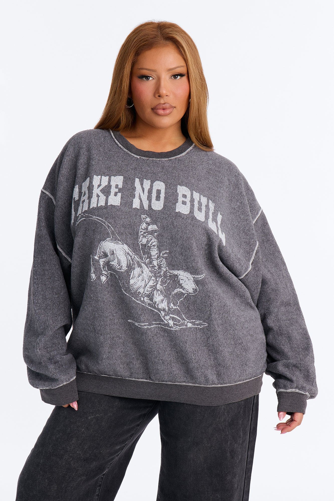 Take No Bull Reverse Fleece Sweatshirt - Black Wash