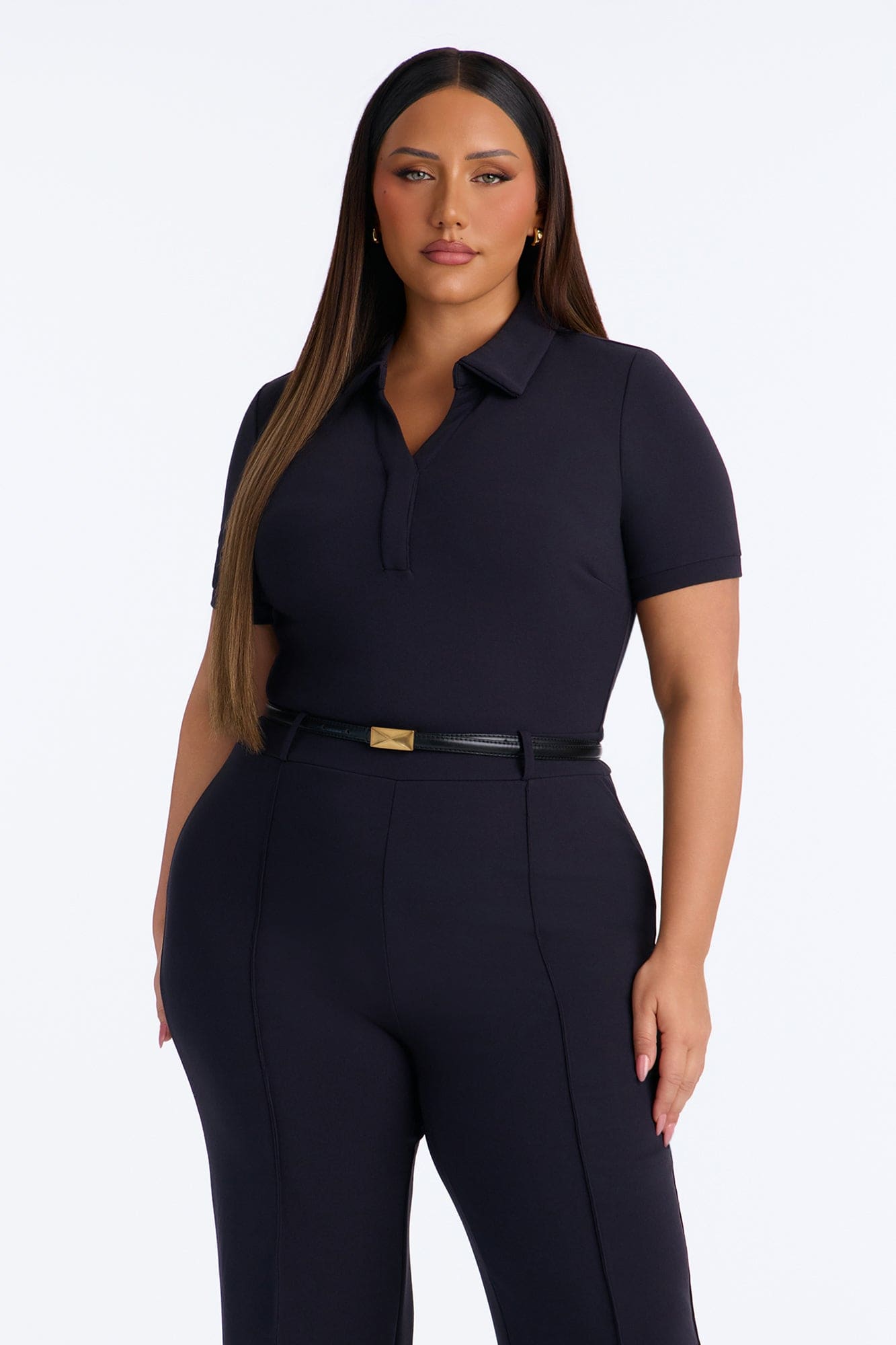Angelique Belted Wide Leg Jumpsuit - Charcoal/combo alternate