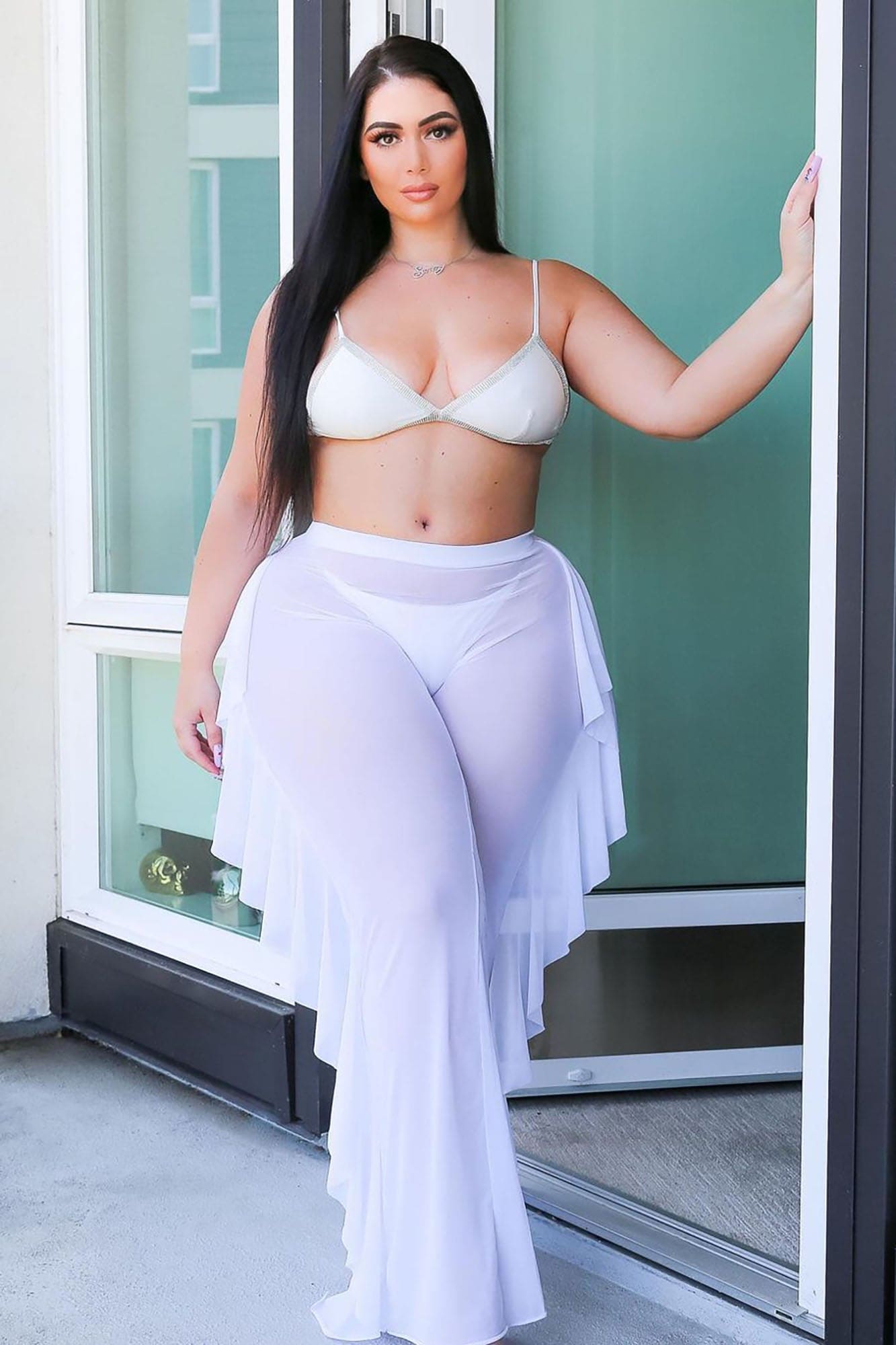 Sunshine See Through Cover Up Pant - White alternate