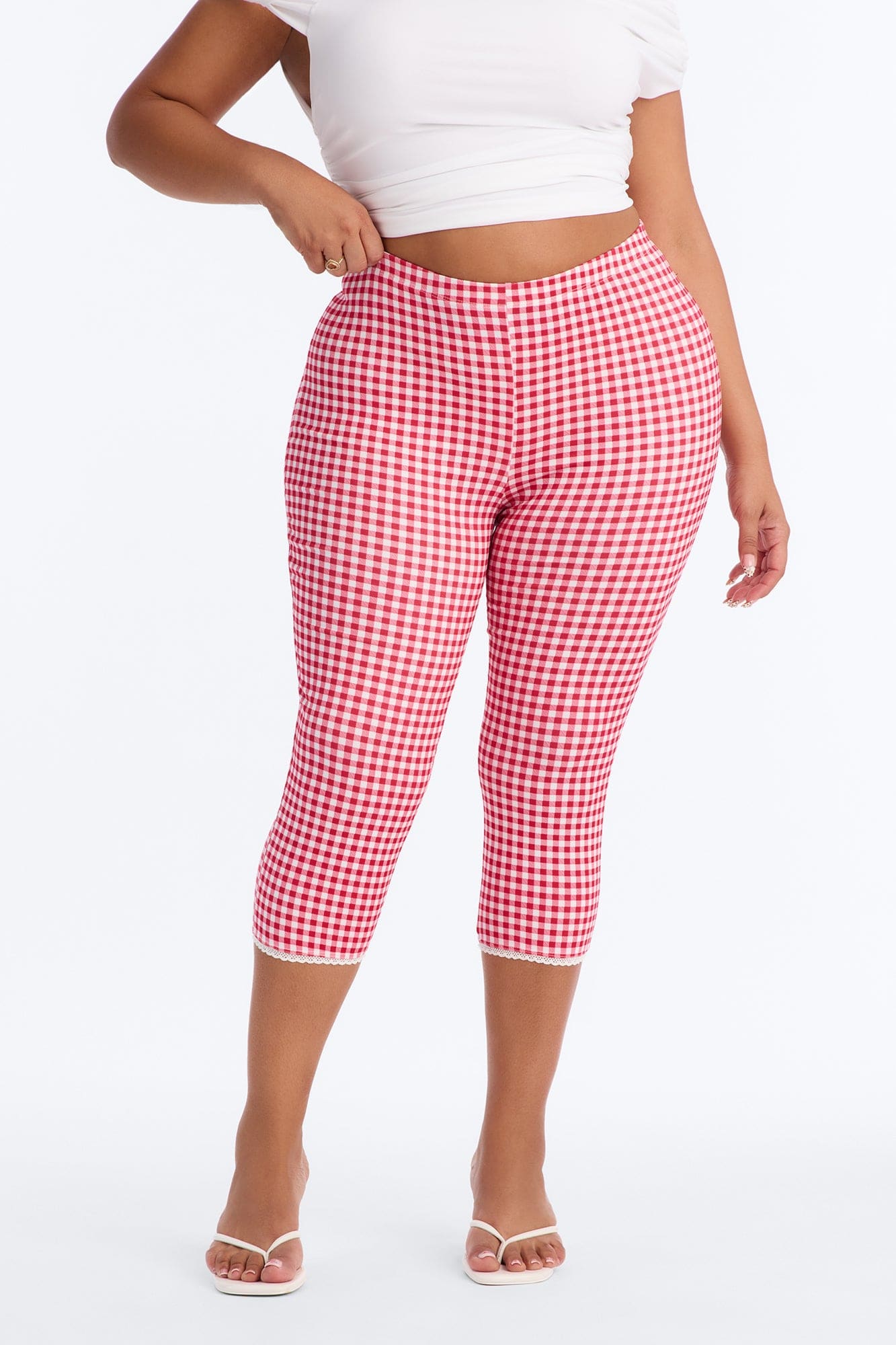Sweet Talking Gingham Capri Legging - Red/White alternate