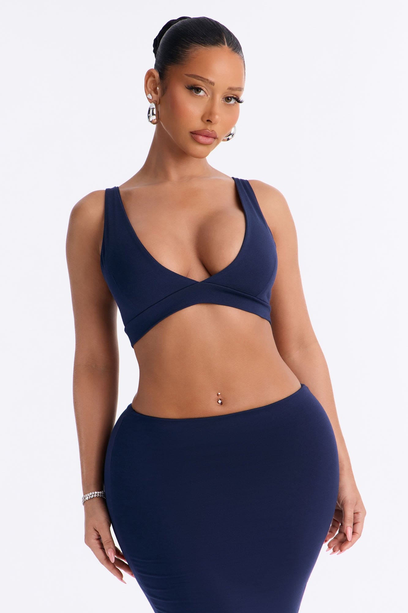 Kristin Premium Modal Maxi Skirt Set - Navy alternate