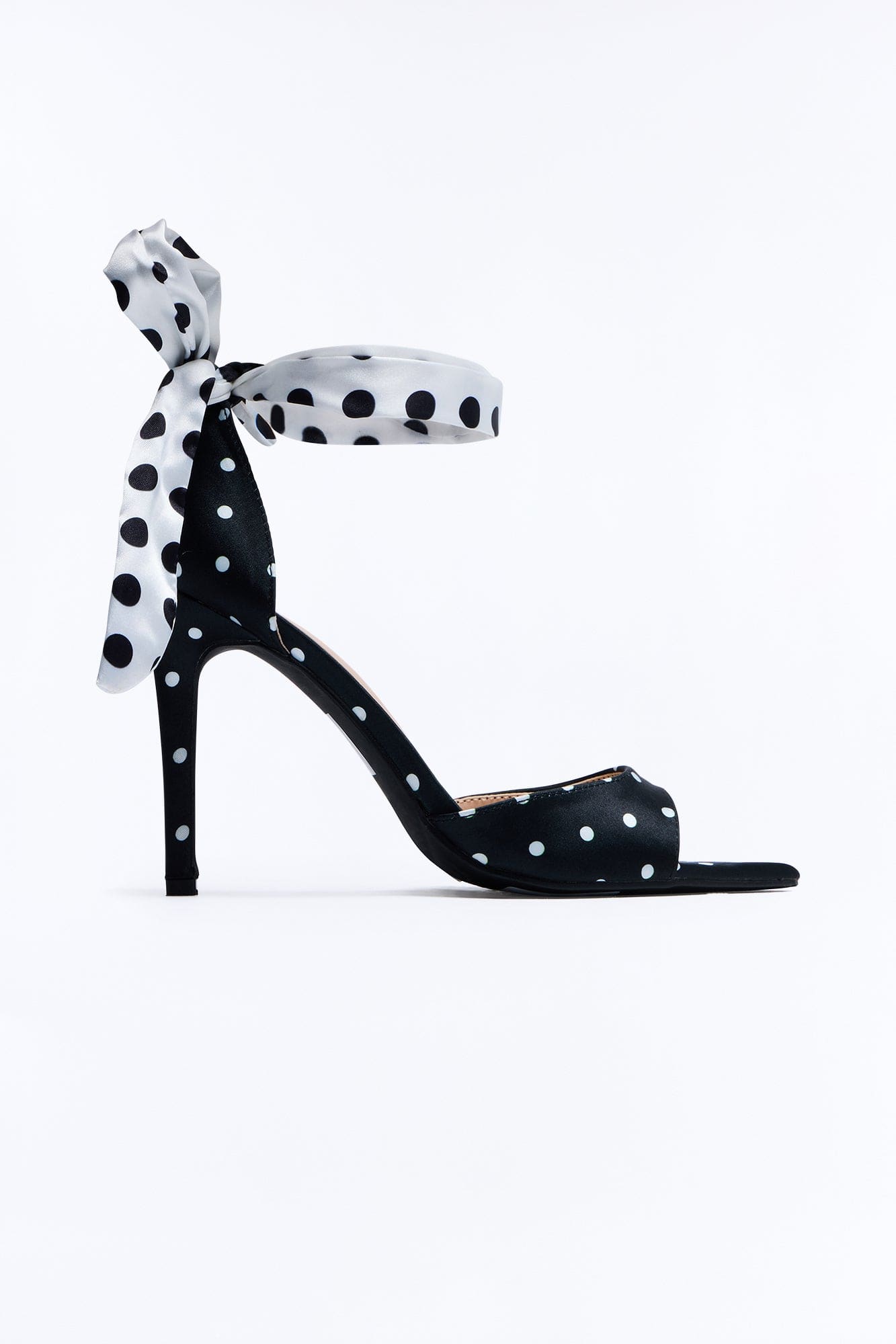 Lunetta Satin Polka Dot Heels - Black/White alternate
