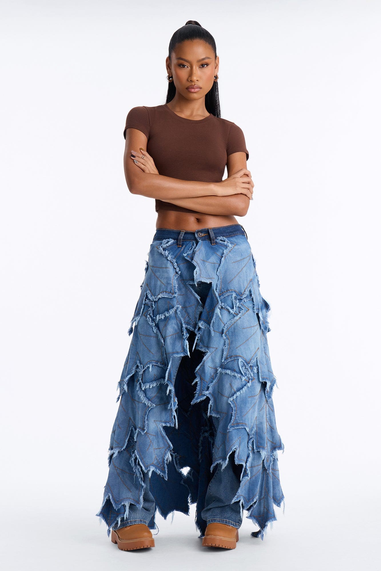 La Promenade Straight Leg Overlay Jeans - Medium Wash alternate