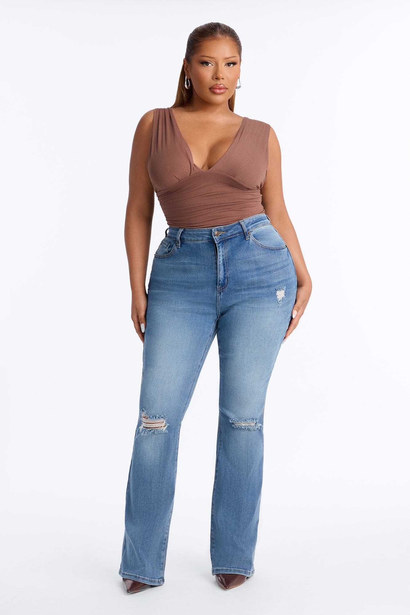 Attention Seeker Soft Stretch Flare Jeans - Medium Wash alternate