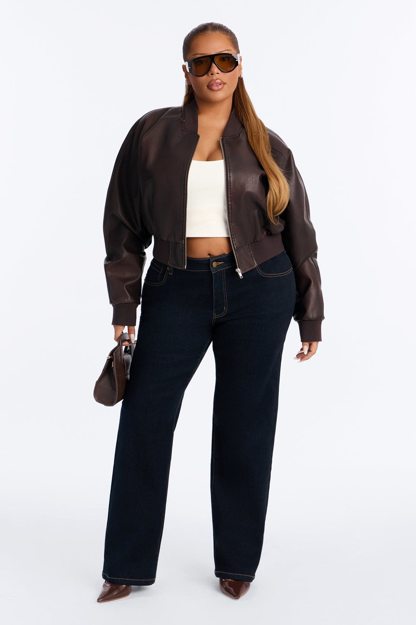 Favorita Mid Waist Stretch Straight Leg Jeans - Dark Denim alternate