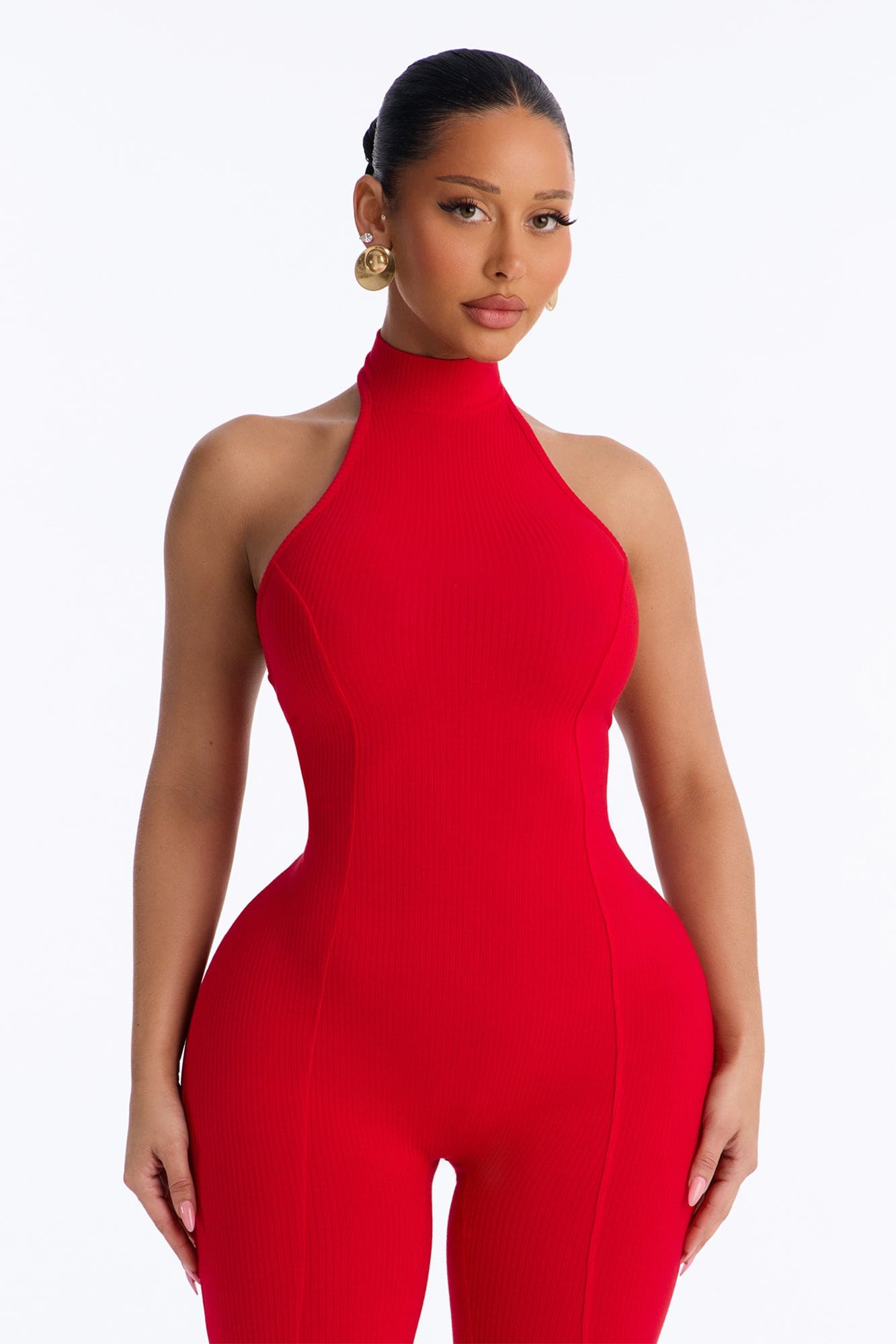 Rubi Ribbed Jumpsuit - Red alternate