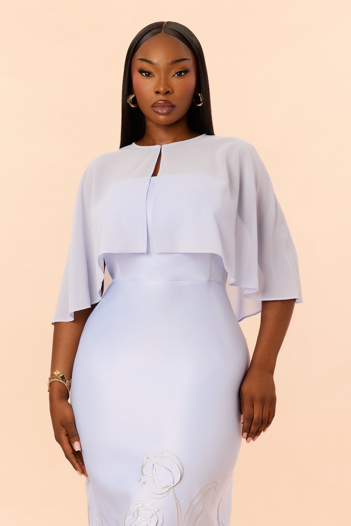 Pure Grace Satin Maxi Dress Set - Periwinkle alternate