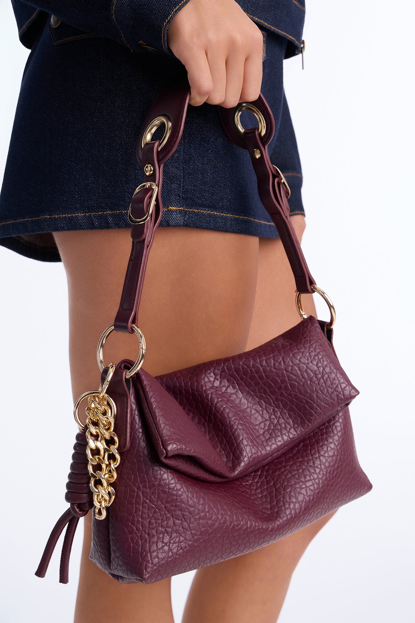 Really Like That Faux Leather Shoulder Bag - Burgundy alternate