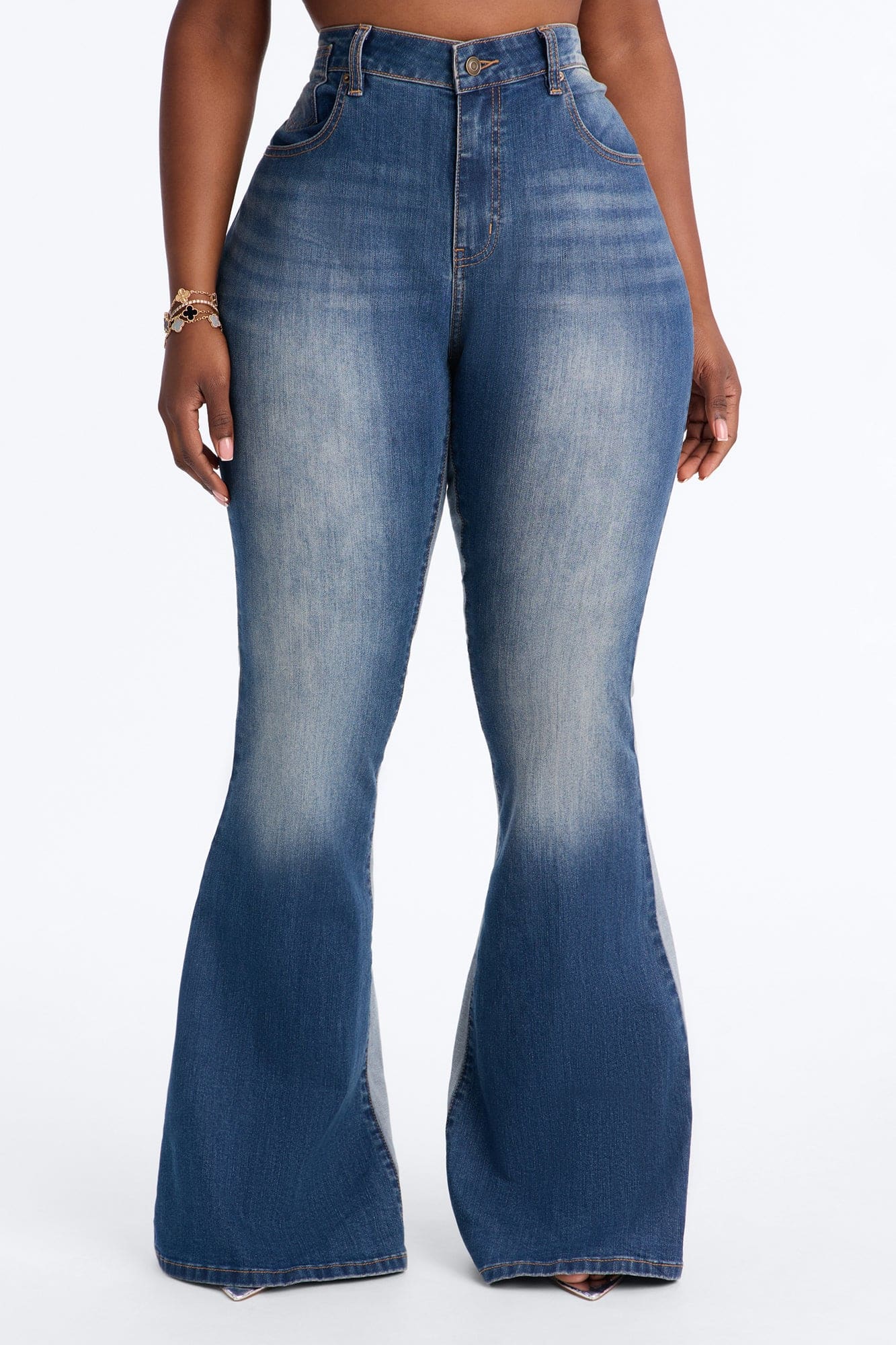 San Marcos Stretch Two Tone Low Rise Flare Jeans - Dark Wash alternate