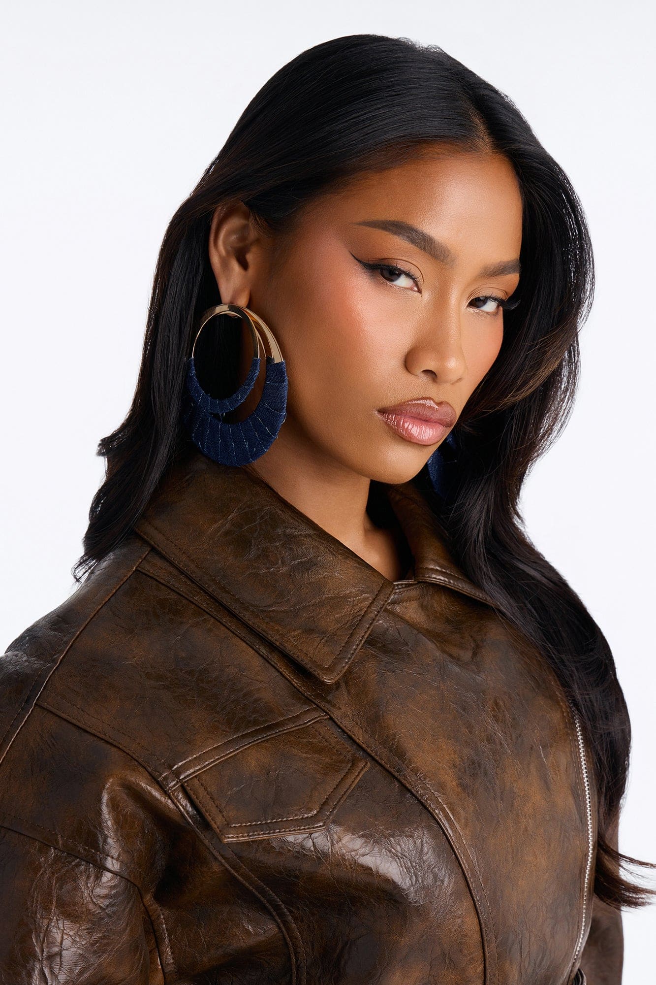 Indigo Luxe Hoop Earrings - Denim alternate