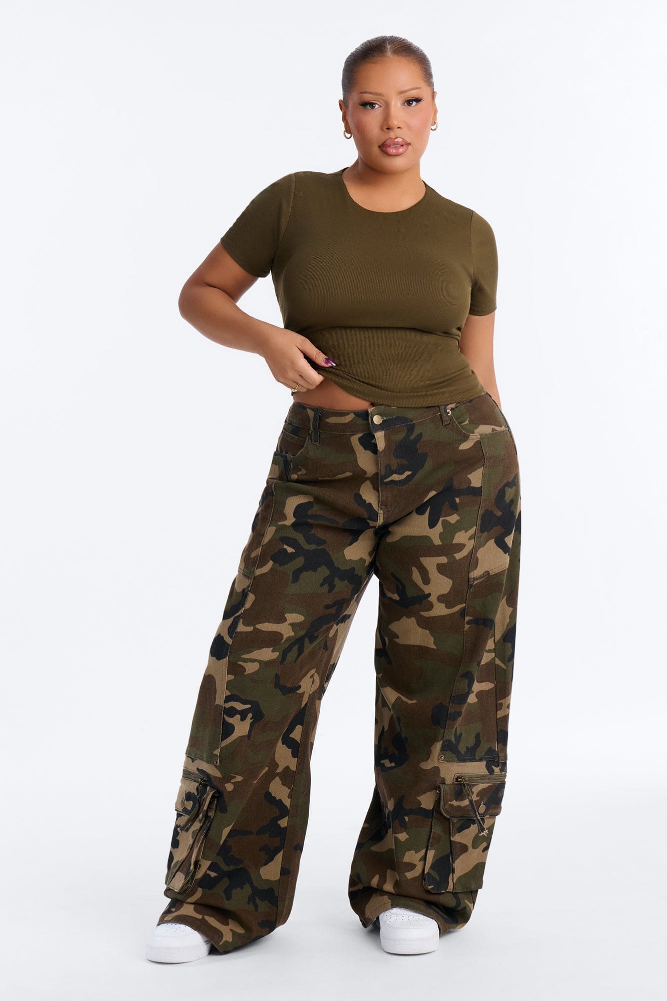 Chloe Crew Neck Short Sleeve Tee - Dark Olive alternate