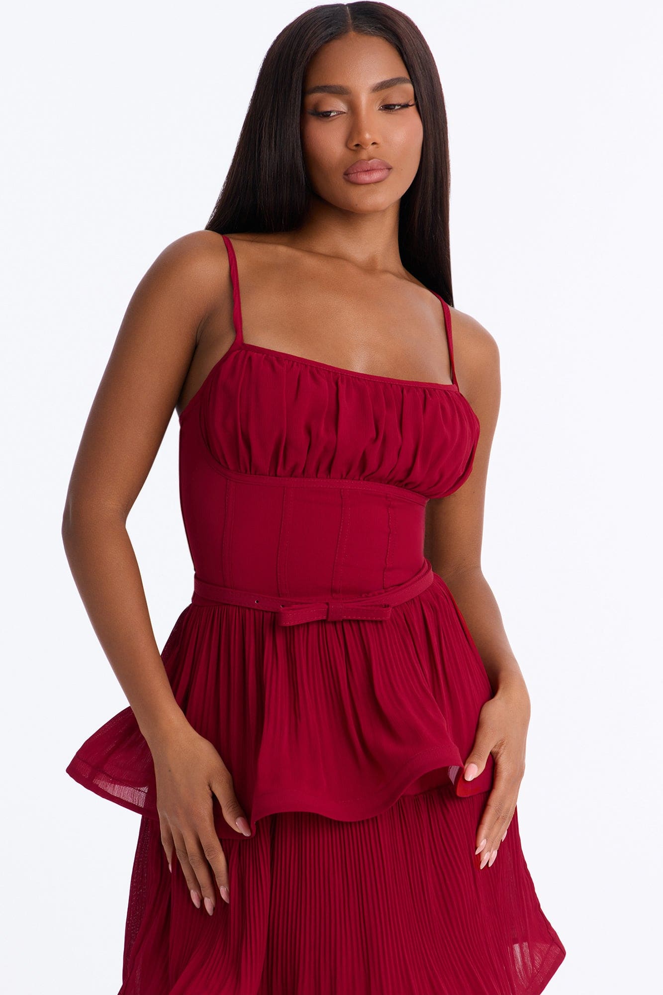 Lilia Tiered Midi Dress - Plum alternate