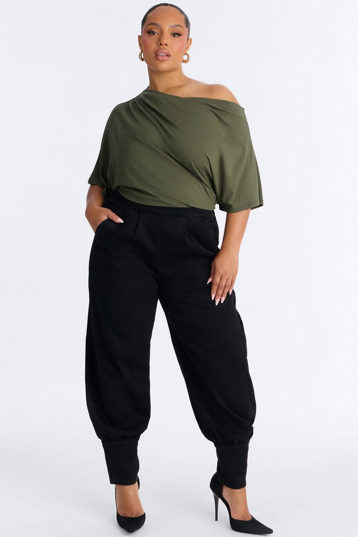 Destination Unknown Drapey Denim Balloon Jeans - Black image 5