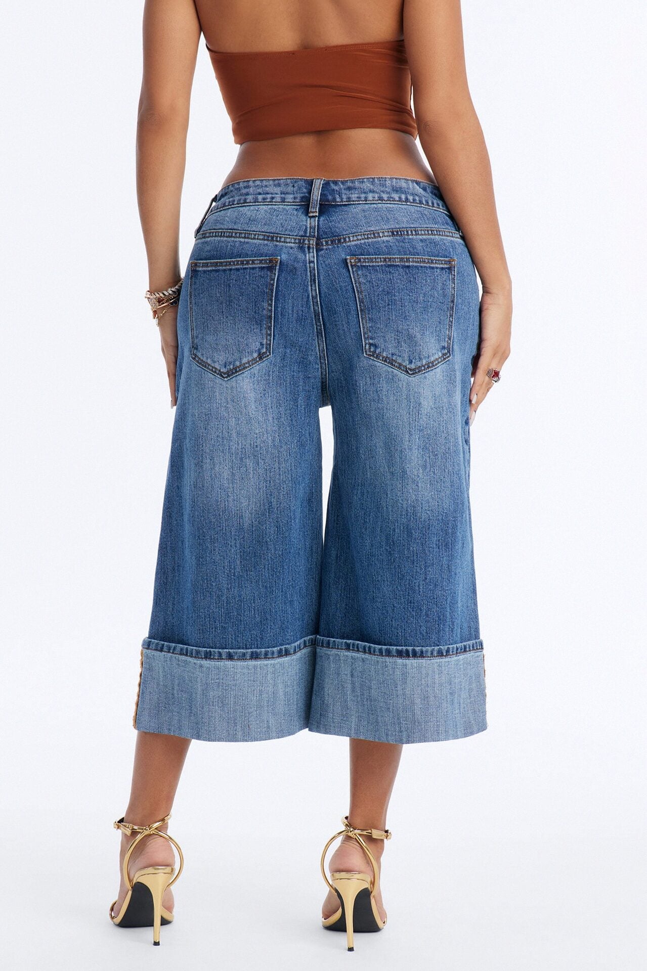 It's Clear To See Wide Leg Culotte Jeans - Dark Wash image 3