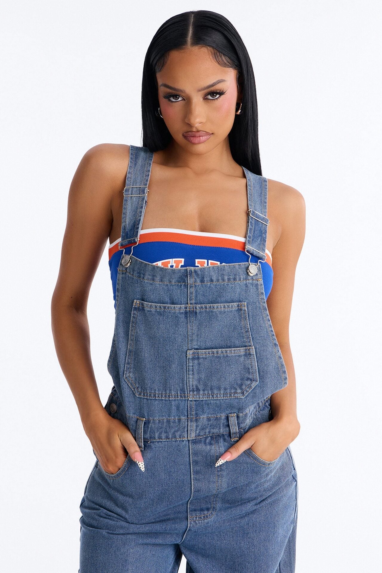 Janae Wide Leg Denim Overalls - Light Wash image 2