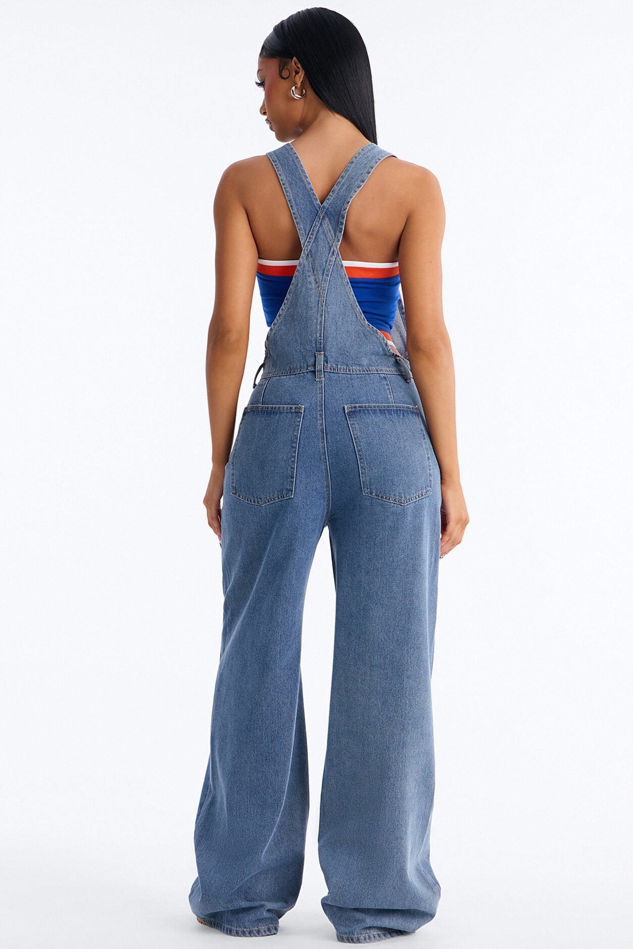 Janae Wide Leg Denim Overalls - Light Wash image 4