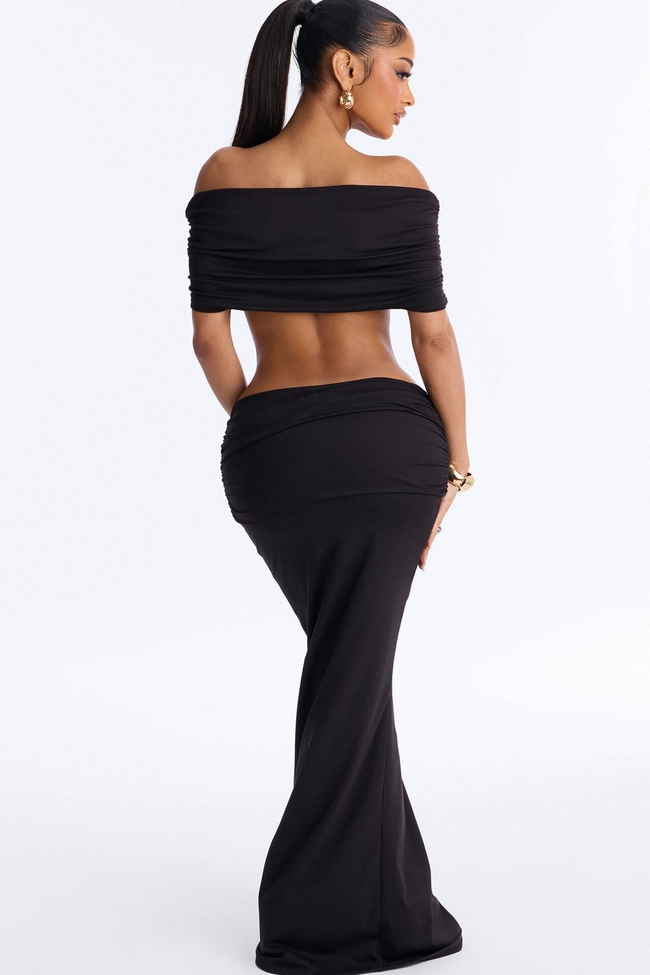 Bianca Matte Form Double Lined Maxi Skirt Set - Black image 3
