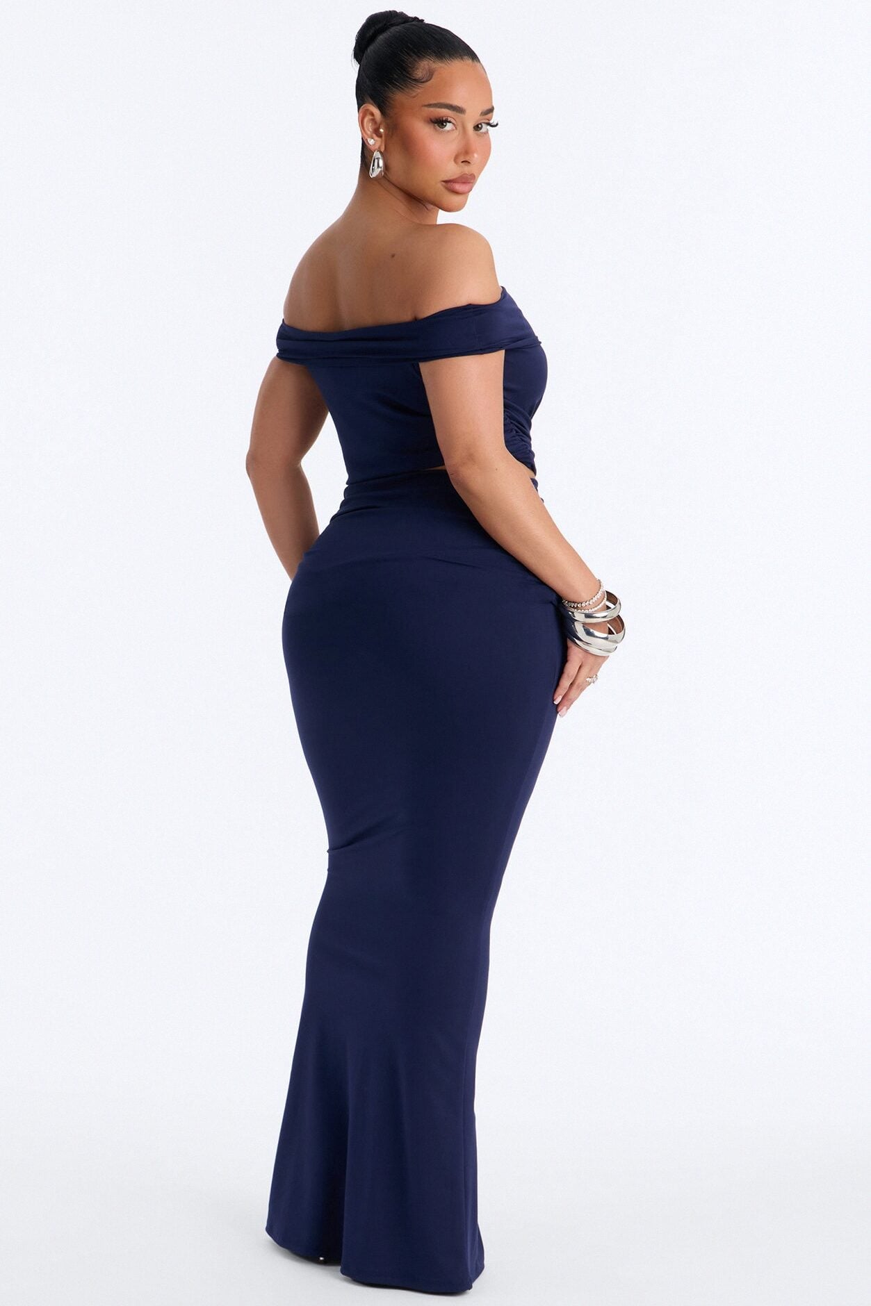 Bianca Matte Form Double Lined Maxi Skirt Set - Navy image 4