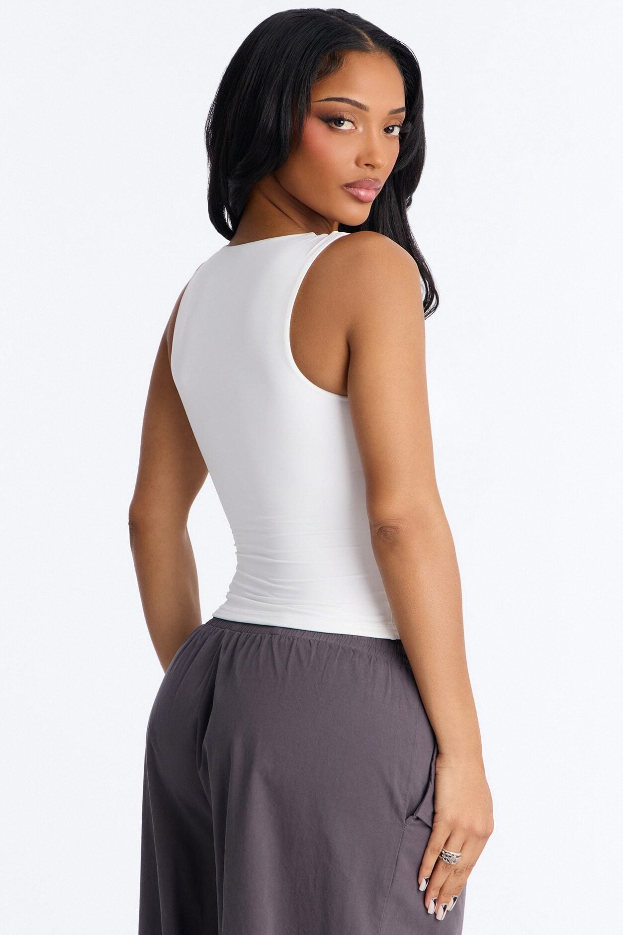 Second Skin Padded Sweetheart Neck Top - White image 4