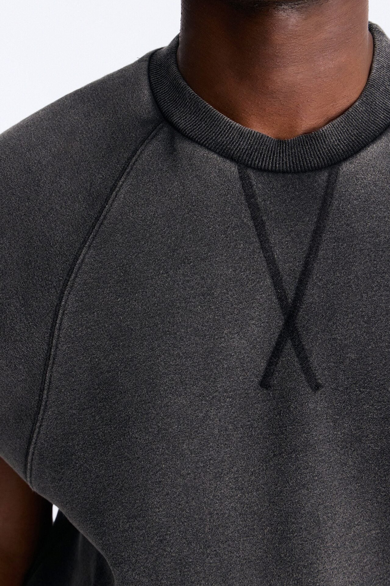 Washed Raw Edge Relaxed Muscle Tee - Black Wash image 3