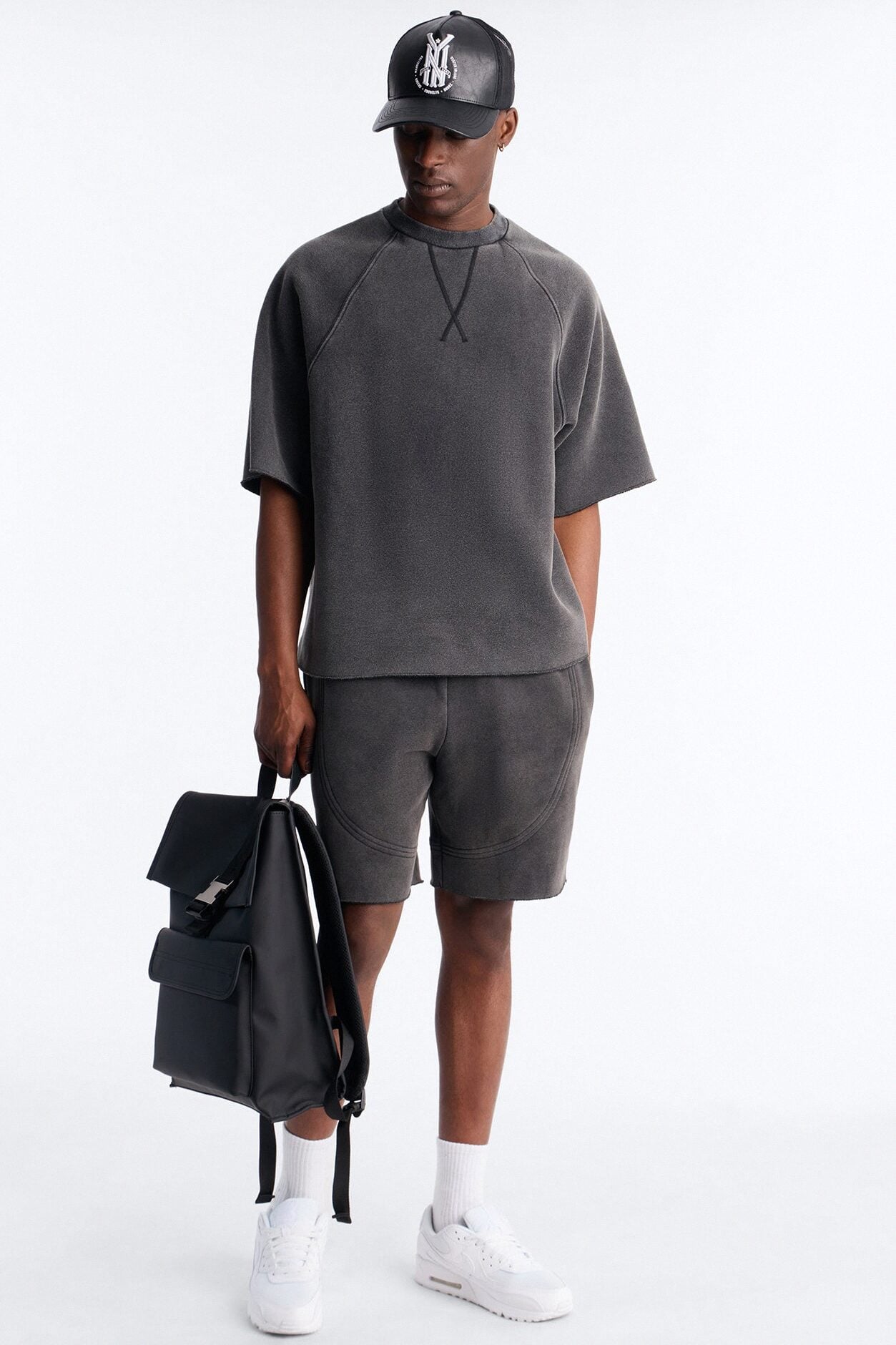 Washed Raw Edge Oversized Tee - Black Wash image 2