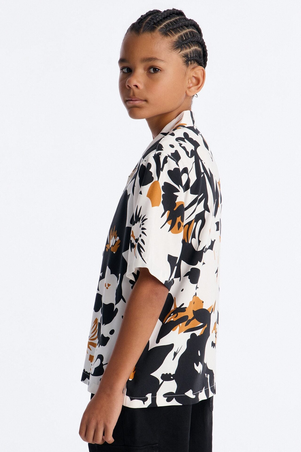 Mini Never Bored Short Sleeve Button Down Shirt - White/Black image 3